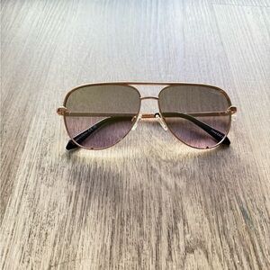 quay australia high key gold metal small aviator frame sunglasses eyewear NEW